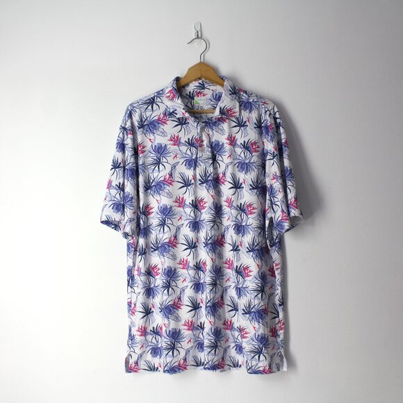 TailorByrd men's polo floral shirt top size 2XL XXL performance golf SPF 30 - Picture 1 of 10